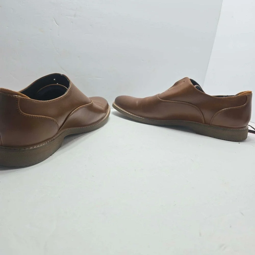Steve Madden Mens P-Ollie Cognac Brown Plain Toe Oxford Dress Shoes Size 9